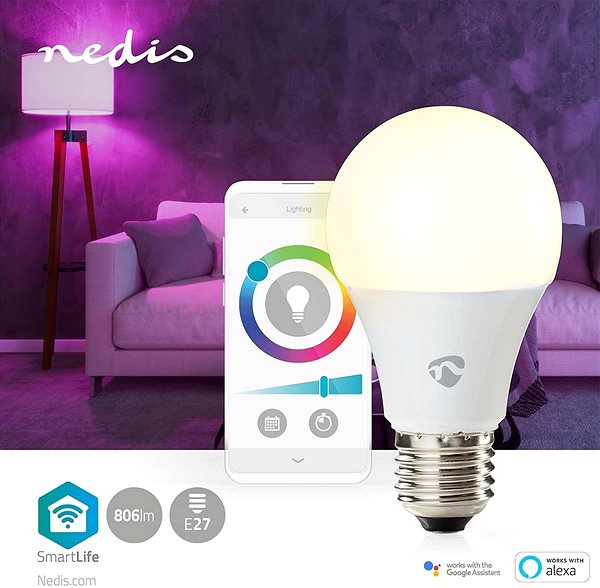 LED žiarovka NEDIS inteligentná LED žiarovka WIFILRC10E27 Lifestyle 2