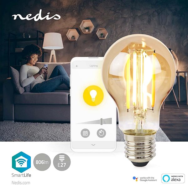 LED žiarovka NEDIS smart LED žiarovka WIFILRF10A60 Lifestyle 2