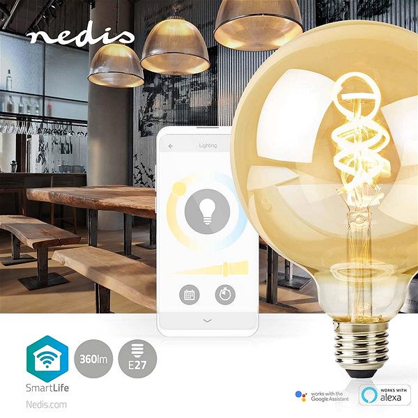 LED-Birne NEDIS smarte LED-Glühbirne WIFILRT10G125 Lifestyle