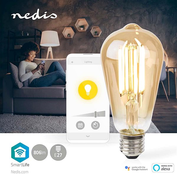 LED žiarovka NEDIS smart LED žiarovka WIFILRF10ST64 Lifestyle