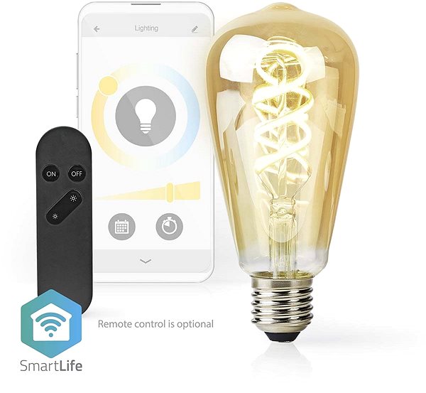 LED žárovka Nedis chytrá LED žárovka WIFILRT10ST64 Vlastnosti/technologie