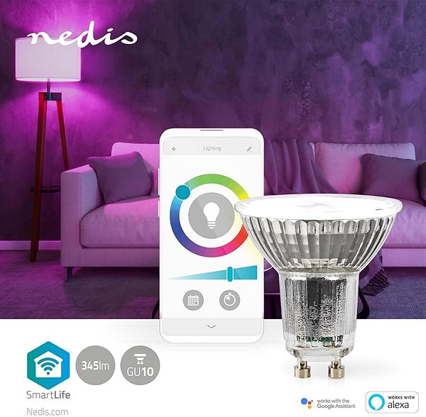 LED Bulb NEDIS Smart LED Bulb WIFILRC10GU10 Features/technology