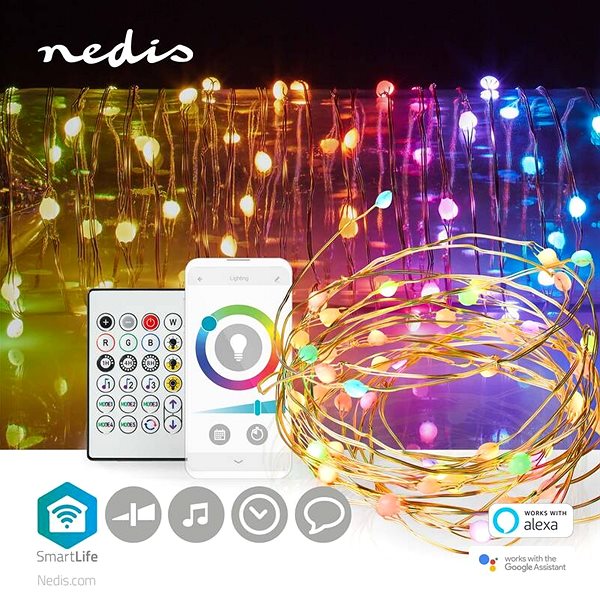 Světelný řetěz NEDIS Wi-Fi chytrý řetěz WIFILX51RGB ...