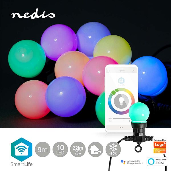 Fényfüzér NEDIS Wi-Fi intelligens dekoratív LED WIFILP03C10 ...