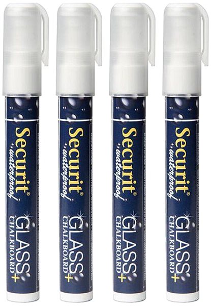 SECURIT Waterproof markers, set of 4 medium waterproof markers, white .
