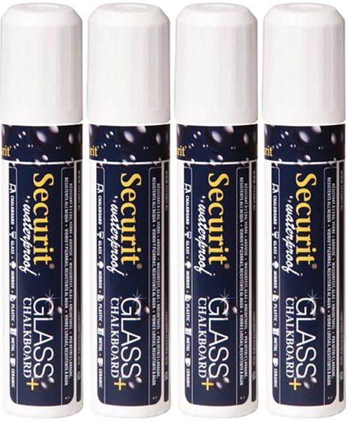 SECURIT Waterproof markers, set of 4 strong waterproof markers, white .