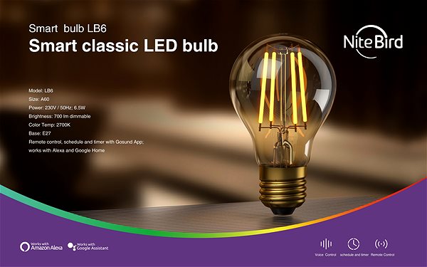 LED Bulb Nitebird Smart Filament Bulb LB6 Features/technology