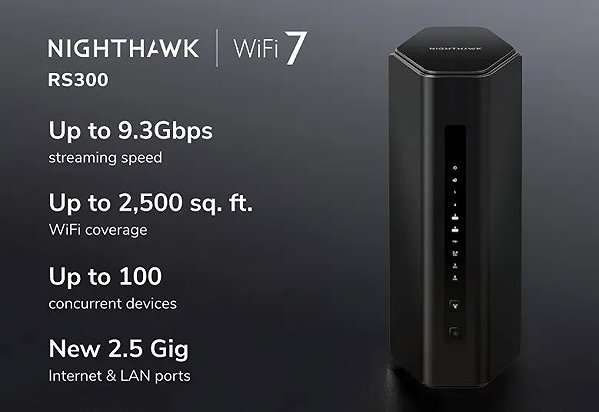 WiFi router Netgear Nighthawk WiFi 7 RS300, 9.3 Gbps .