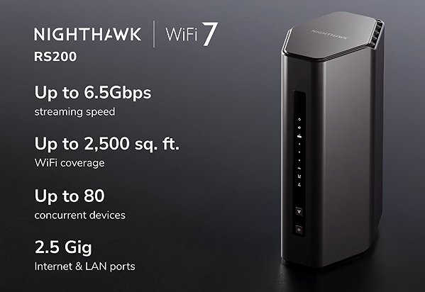 WiFi router Netgear Nighthawk WiFi 7 RS200, 6.5 Gbps .
