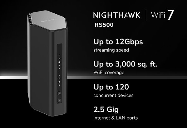 WiFi router Netgear Nighthawk WiFi 7 RS500, 12 Gbps .
