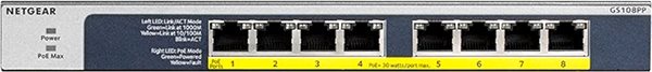 Switch NETGEAR, 8PT POE/POE + GIGABIT UNMANAGED SWCH Možnosti pripojenia (porty)