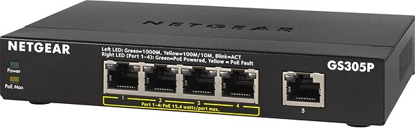 Switch Netgear GS305PP Connectivity (ports)