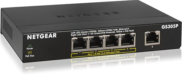 Switch Netgear GS305P Seitlicher Anblick