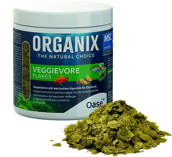 Aquarium fish food ORGANIX Veggievore Flakes 500 ml MSC .