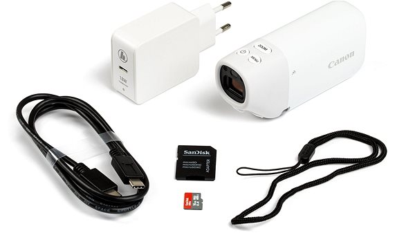 Digitální fotoaparát Canon PowerShot ZOOM Essential Kit bílý Obsah balení