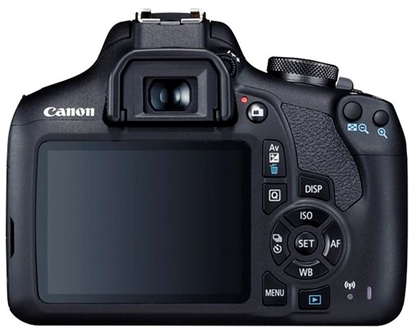Digitális fényképezőgép Canon EOS 2000D + EF-S 18-55 mm f/3.5-5.6 IS II Hátoldal