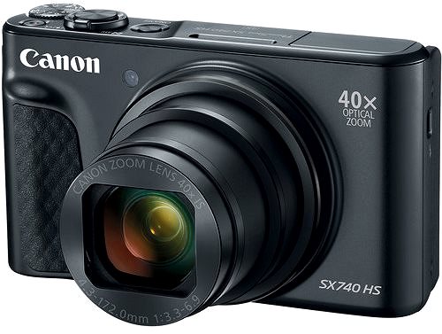 Digitalkamera Canon PowerShot SX740 HS schwarzes Travelkit Seitlicher Anblick