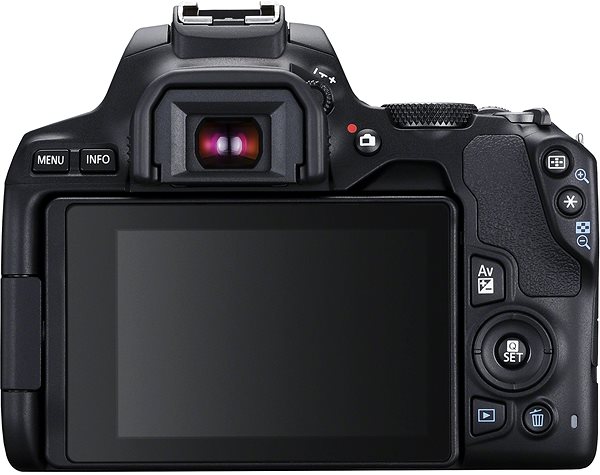 Digitális fényképezőgép Canon EOS 250D, fekete +  EF-S 18-55 mm f/3,5-5,6 DC III Value Up Kit Hátoldal