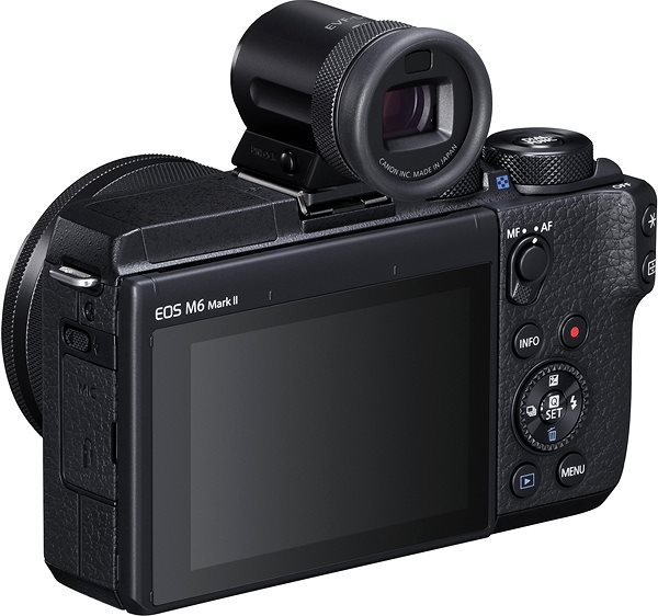 Digitalkamera Canon EOS M6 Mark II + EF-M 15-45 mm f/3.5-6.3 IS STM + EVF Sucher Rückseite