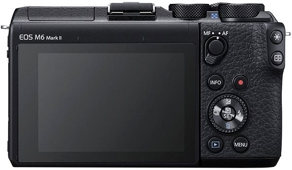 Digitalkamera Canon EOS M6 Mark II + EF-M 15-45 mm f/3.5-6.3 IS STM Webcam Kit schwarz Rückseite