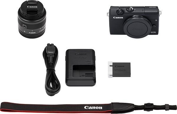 Digitalkamera Canon EOS M200 + EF-M 15-45 mm f/3.5-6.3 IS STM Value Up Kit Packungsinhalt