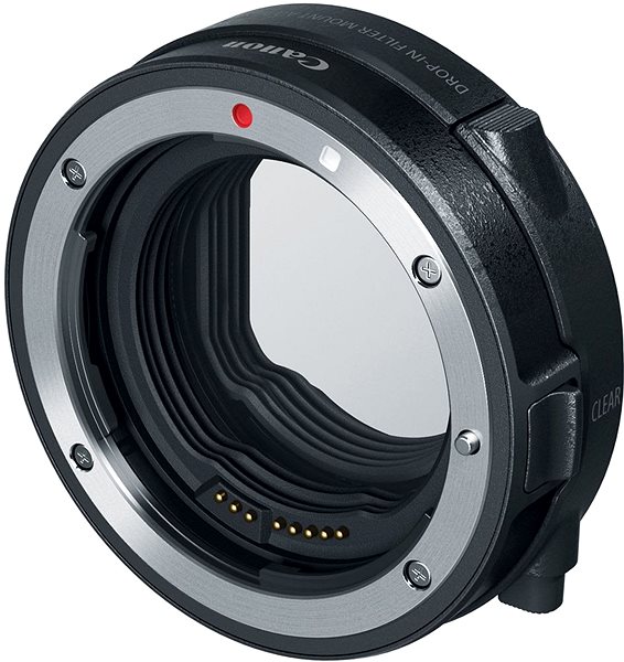 Redukcia Canon mount adaptér EF-EOS R s polarizačným filtrom Bočný pohľad