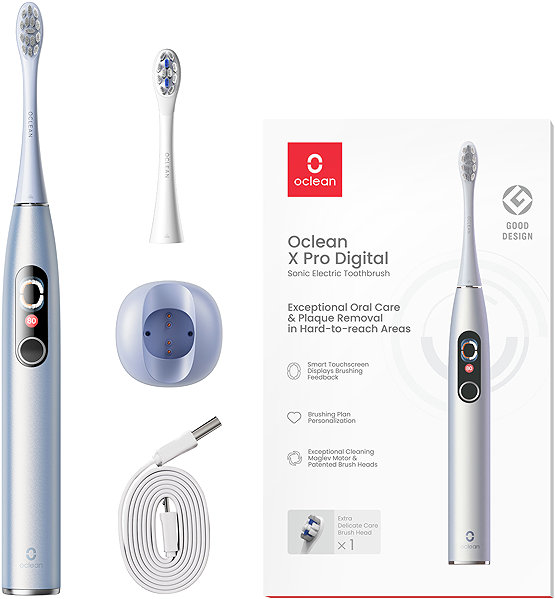 Electric Toothbrush Oclean X Pro Digital Duo Set Silver & Purple 2 pcs ...