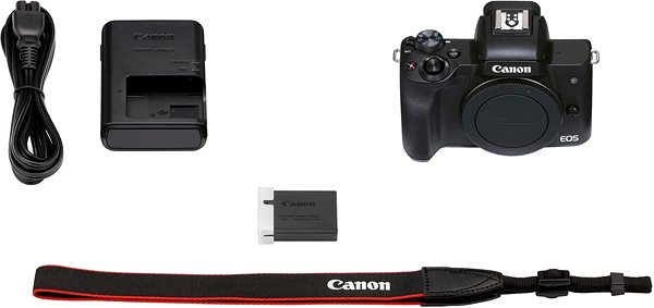 Digitalkamera Canon EOS M50 Mark II Gehäuse - schwarz Packungsinhalt