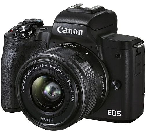 Digitalkamera Canon EOS M50 Mark II schwarz + EF-M 15-45 mm f/3.5-6.3 IS STM Seitlicher Anblick