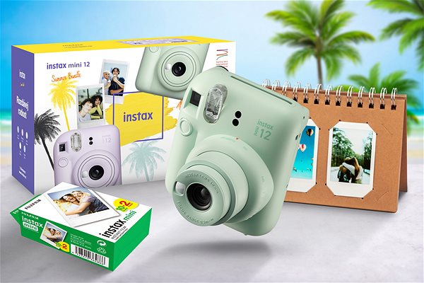 Instantný fotoaparát FujiFilm Instax Mini 12 Mint Green + mini film 20 ks fotiek + Instax desk album 40 Craft ...