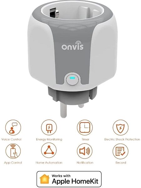 Okos konnektor ONVIS okos aljzat - HomeKit, Wi-Fi 2,4 GHz Jellemzők/technológia