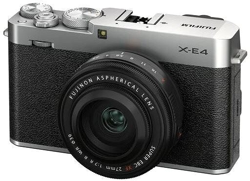 Digitalkamera Fujifilm X-E4 + XF 27 mm f/2.8 R WR silber Seitlicher Anblick