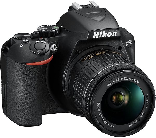 Digitális fényképezőgép Nikon D3500 fekete + AF-P DX 18-55 mm f/3,5-5,6G VR Oldalnézet