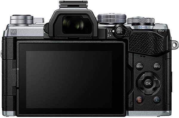 Digitális fényképezőgép Olympus OM-D E-M5 Mark III + ED 14-42 mm f/3.5-5.6 EZ ezüst Hátoldal