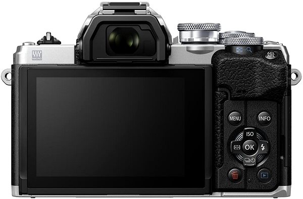 Digitalkamera Olympus OM-D E-M10 Mark IV + ED 14-42 mm f/3.5-5.6 EZ silber Rückseite