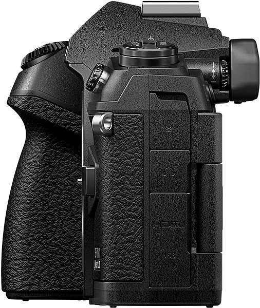Digitalkamera Olympus OM-D E-M1 Mark III schwarz + ED 12-40 mm f/2.8 PRO - schwarz Seitlicher Anblick