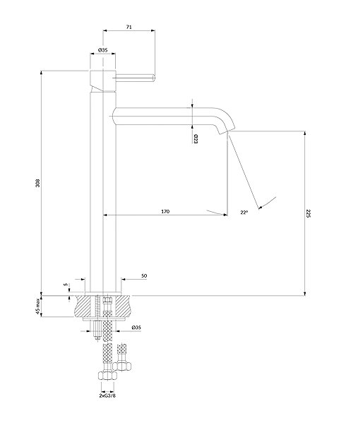 Tap OMNIRES Y basin mixer, tall, antique copper (Y1212CPB) ...
