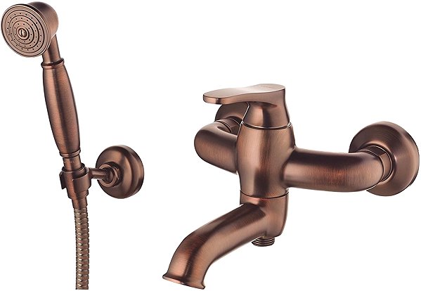 Tap OMNIRES ART DECO bath mixer with shower set, brushed copper (AD5131ORB) ...