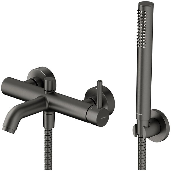 Tap OMNIRES Y bath mixer with shower set, graphite (Y1231GR) ...