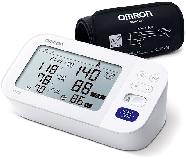 Pressure Monitor Omron M6 Comfort AFIB Digital Pressure Gauge with Intelli Cuff and AFIB Detection, 5 year warranty ...