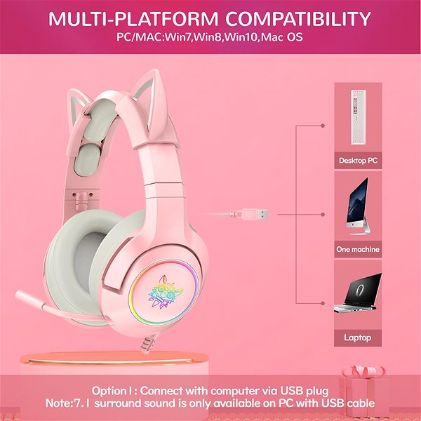 Herné slúchadlá Onikuma K9 With Cat Ears Pink ...