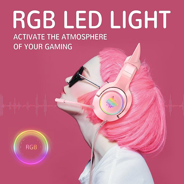 Gaming Headphones Onikuma K9 With Cat Ears Pink ...