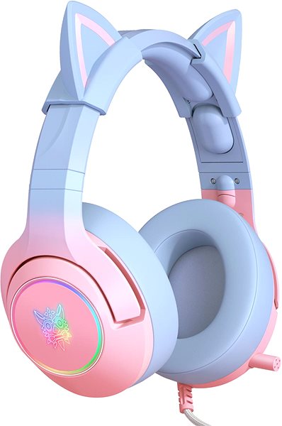 Onikuma K9 With Cat Ears Pink Blue Gaming Headset.