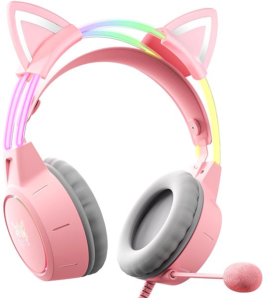 Gamer fejhallgató Onikuma X15 PRO With Cat Ears Pink ...