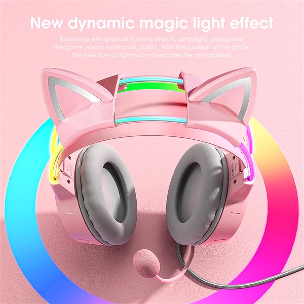 Gamer fejhallgató Onikuma X15 PRO With Cat Ears Pink ...