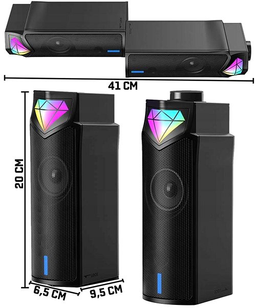 Onikuma L1 RGB 2-in-1 Bluetooth Gaming Computer Speaker Soundbar .
