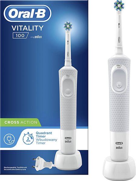 Elektrische Zahnbürste Oral-B Vitality D100 Cross Action Weiss Screen
