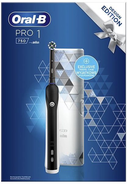 Electric Toothbrush Oral-B Pro 750 Cross Action, Black + Travel Case Packaging/box