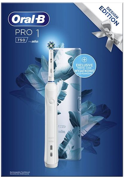 Electric Toothbrush Oral-B Pro 750 Cross Action, White + Travel Case Packaging/box
