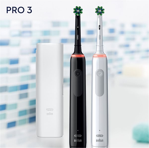 Elektromos fogkefe Oral-B Pro 3 – 3900, fekete és fehér Képernyő